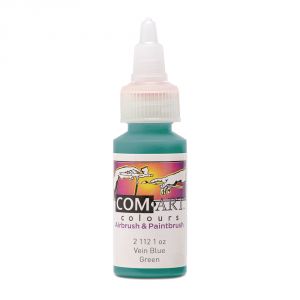 Com Art Colours Water-Based Acrylic Transparent Vein Blue/Green 1oz For Airbrush And Paintbrush