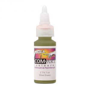 Com Art Colours Water-Based Acrylic Transparent Olive Green 1oz For Airbrush And Paintbrush