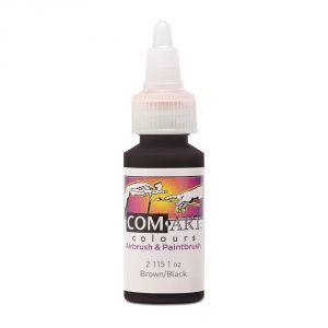 Com Art Colours Water-Based Acrylic Transparent Brown/Black 1oz For Airbrush And Paintbrush