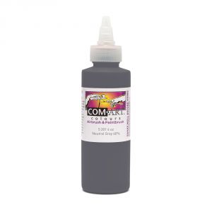 Com Art Colours Water-Based Acrylic Opaque Neutral Gray 60% 4oz For Airbrush And Paintbrush