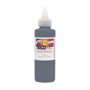 Com Art Colours Water-Based Acrylic Opaque Neutral Gray 50% 4oz For Airbrush And Paintbrush
