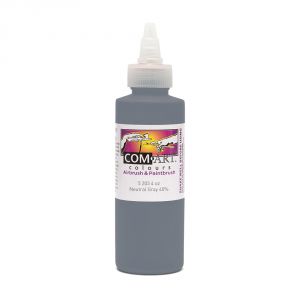 Com Art Colours Water-Based Acrylic Opaque Neutral Gray 40% 4oz For Airbrush And Paintbrush