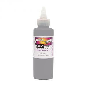 Com Art Colours Water-Based Acrylic Opaque Neutral Gray 20% 4oz For Airbrush And Paintbrush