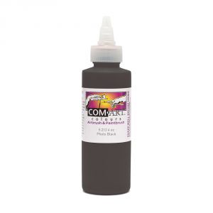 Com Art Colours Water-Based Acrylic Opaque Photo Black 4oz For Airbrush And Paintbrush